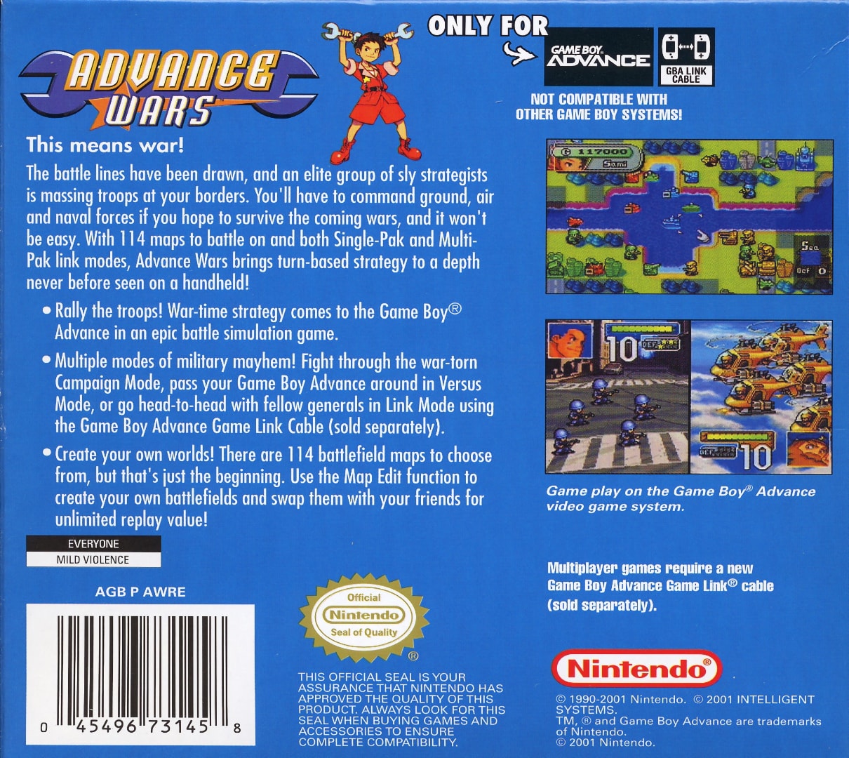 Advance Wars Box Art - Back