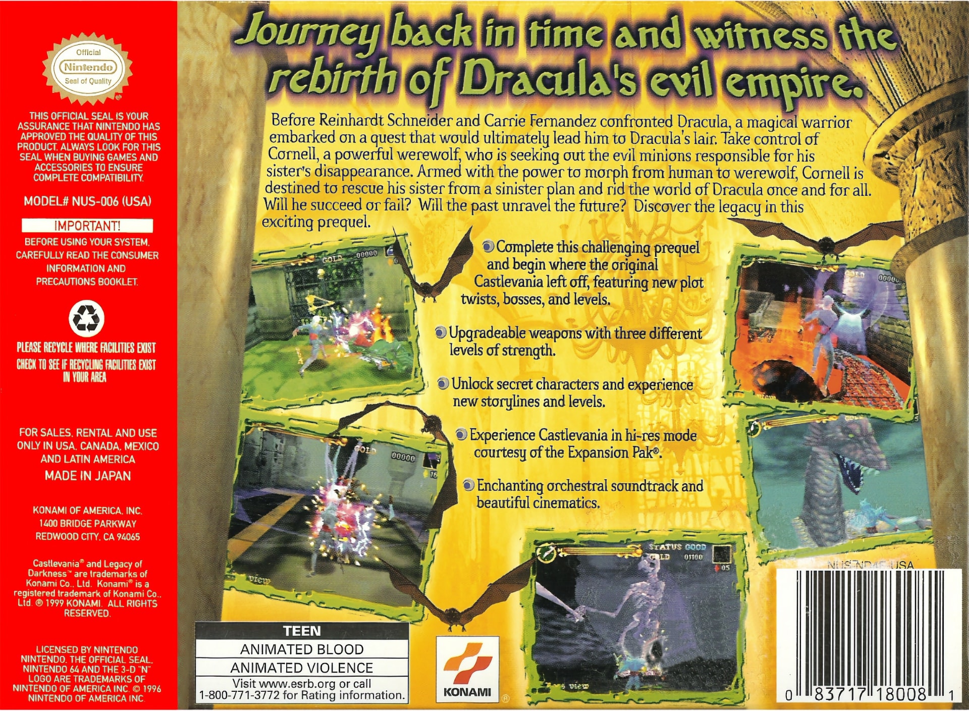 Castlevania Legacy of Darkness Box Art_Back