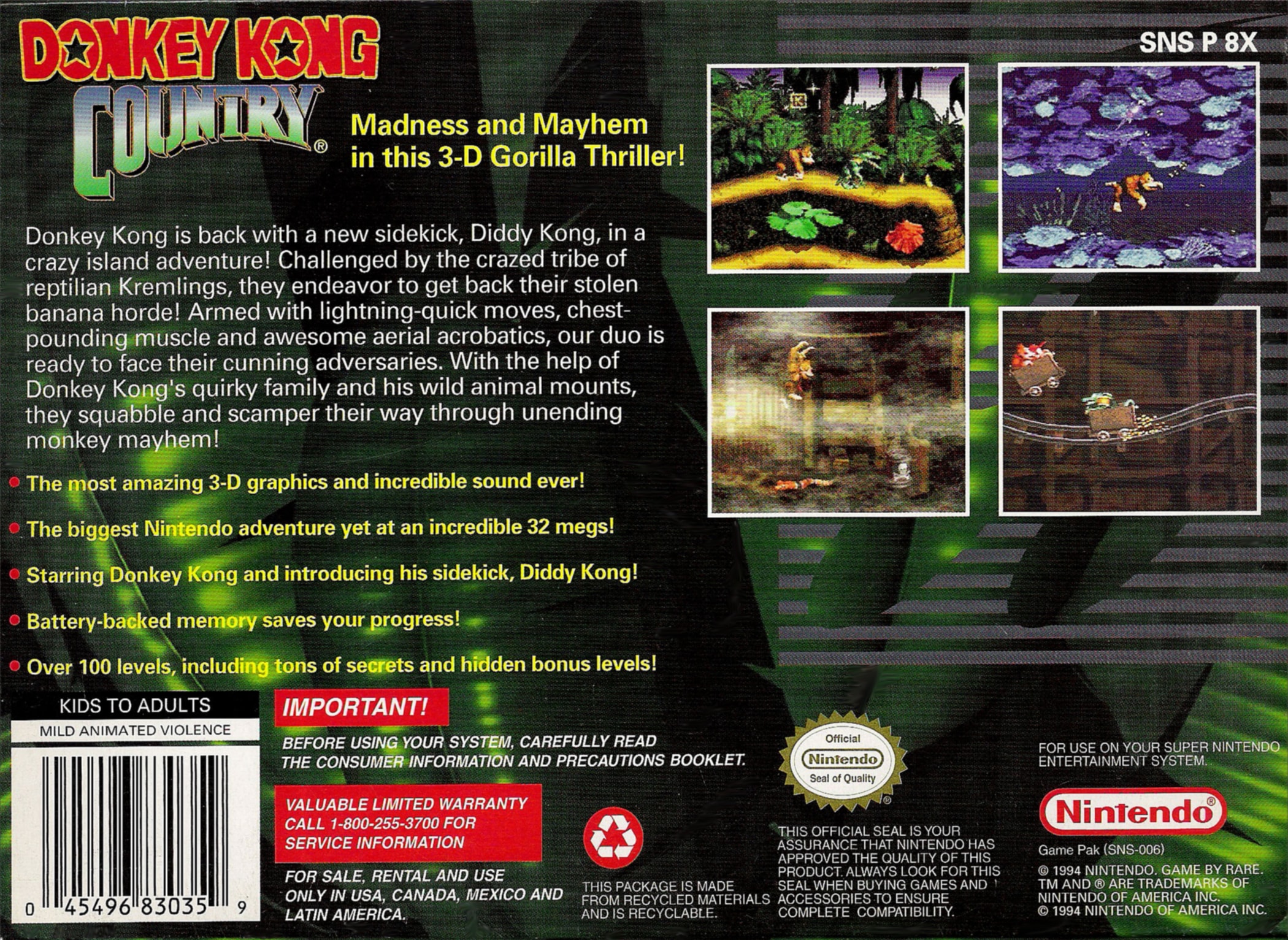 Donkey Kong Country Box Art_Back