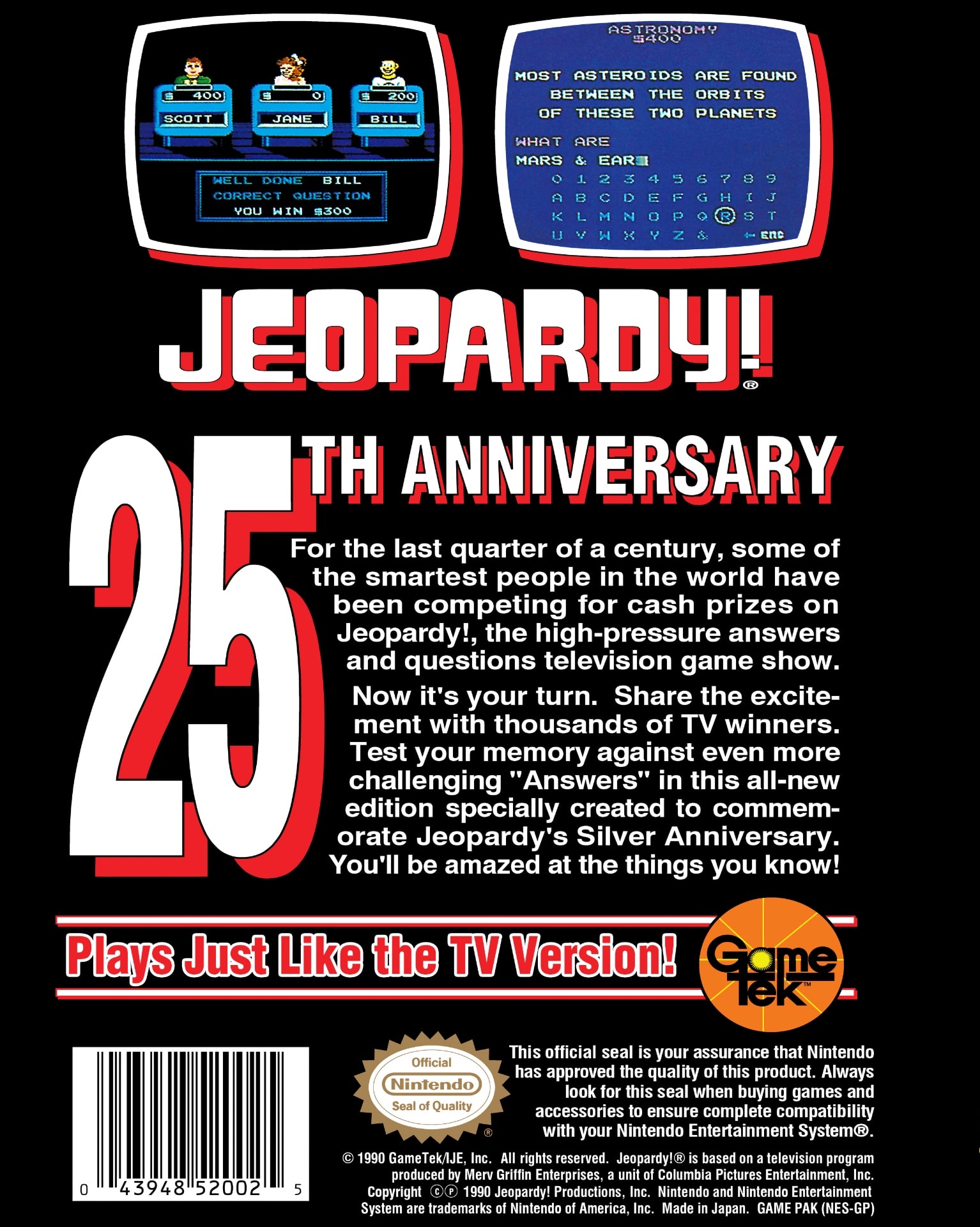 Jeopardy 25th Anniversary Box Art - Back