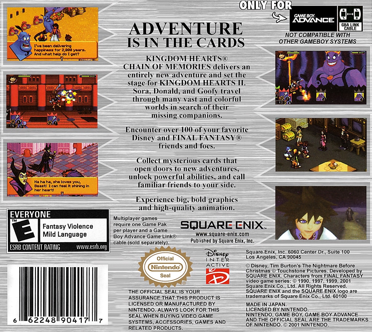 Kingdom Hearts Chain of Memories Box Art - Back