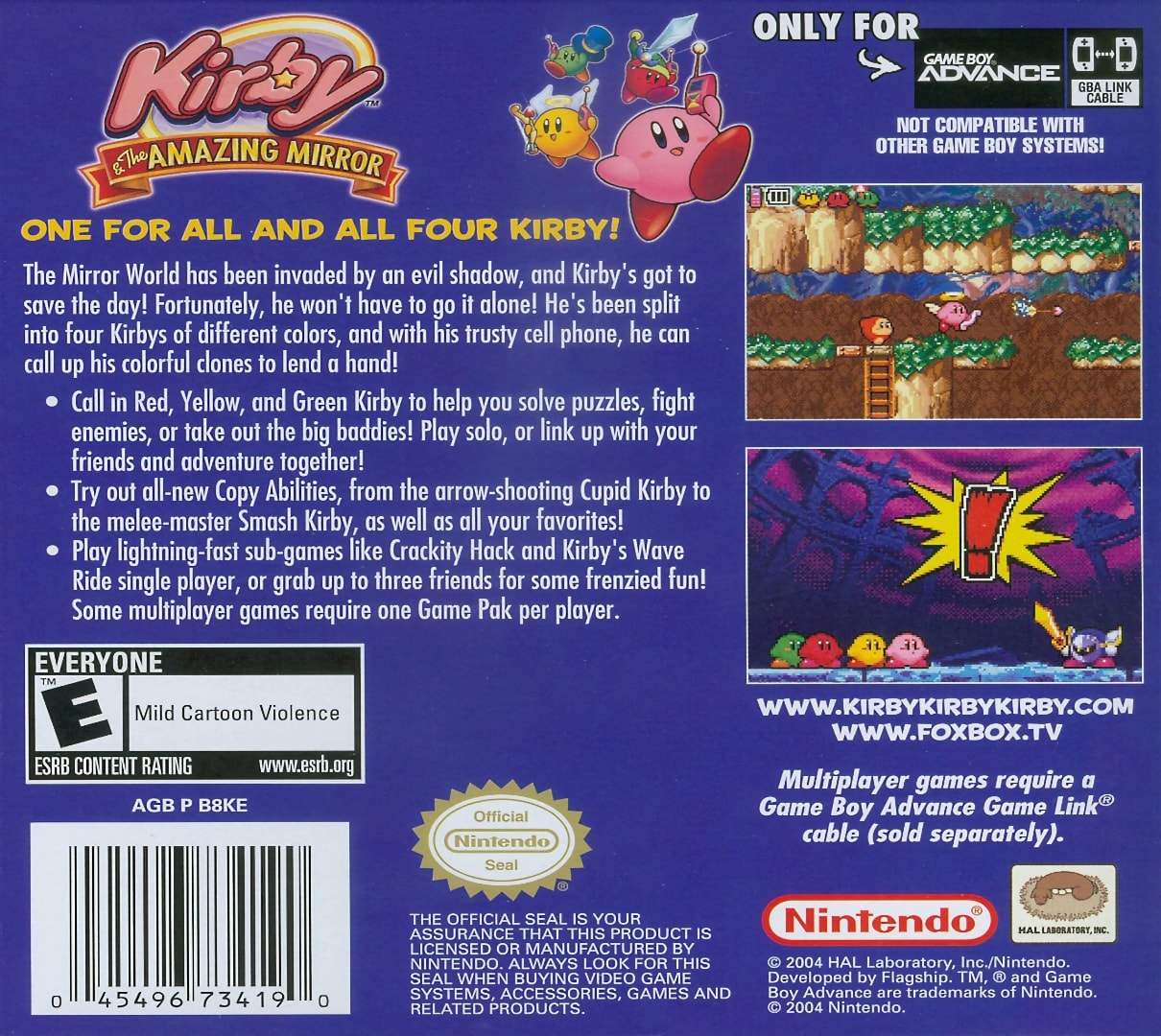 Kirby and the Amazing Mirror Box Art - Back