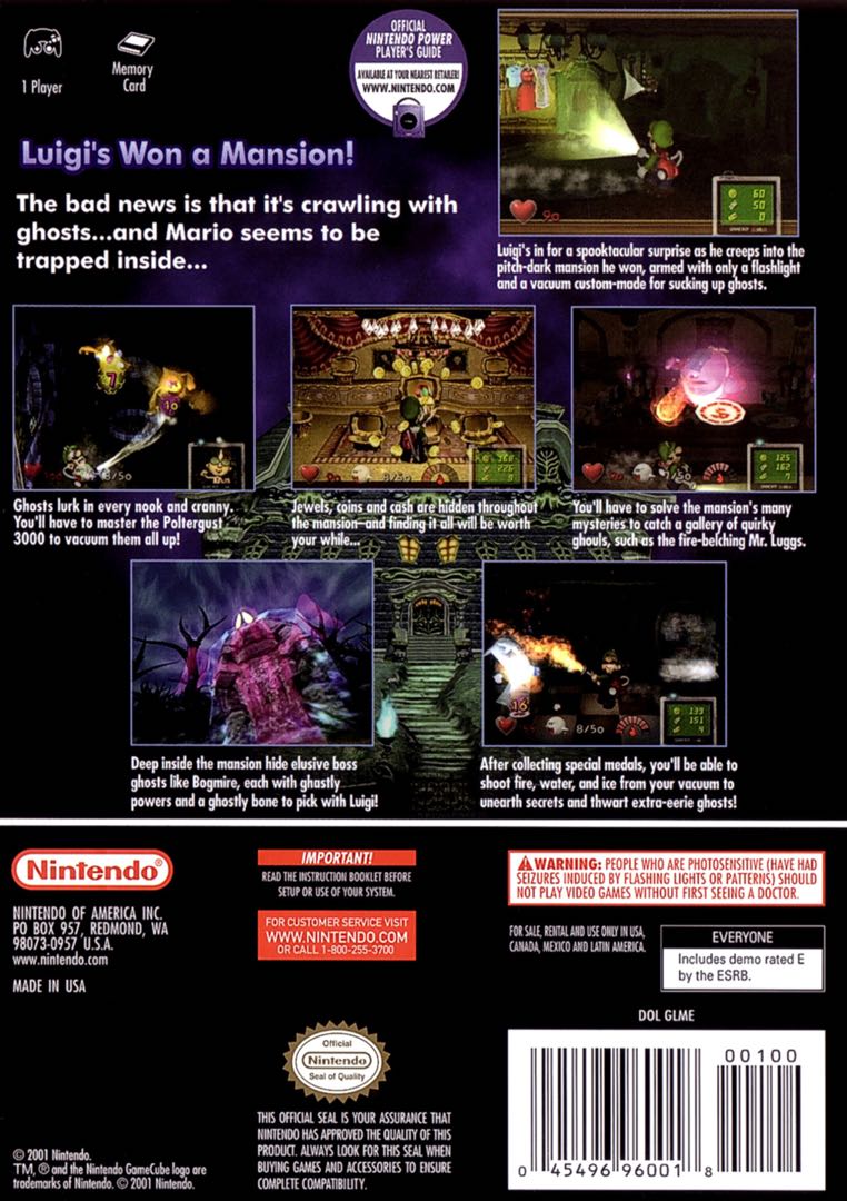 Luigi's Mansion Box Art - Back