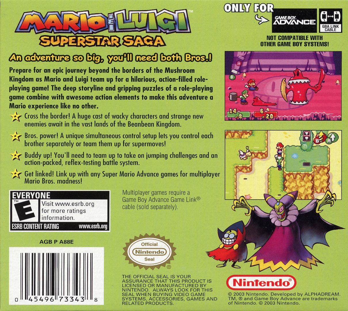 Mario & Luigi - Superstar Saga Box Art - Back