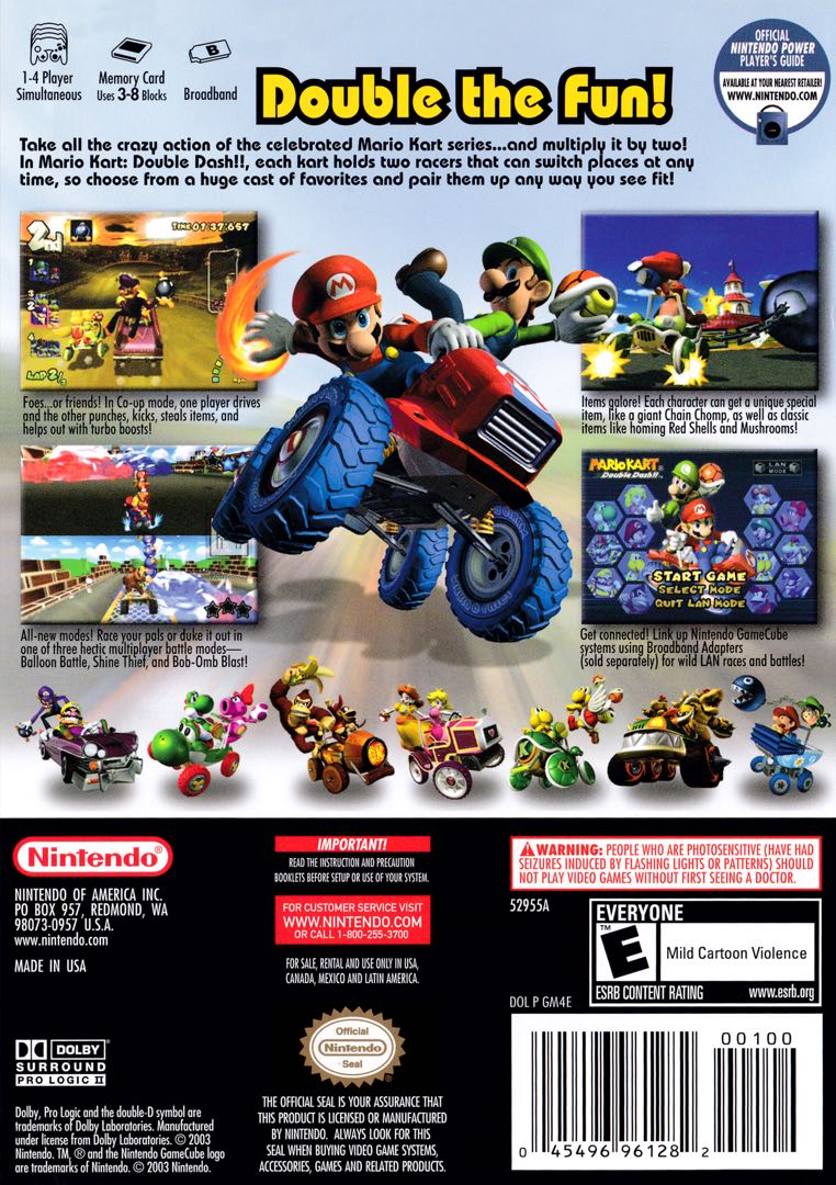 Mario Kart Double Dash Box Art - Back