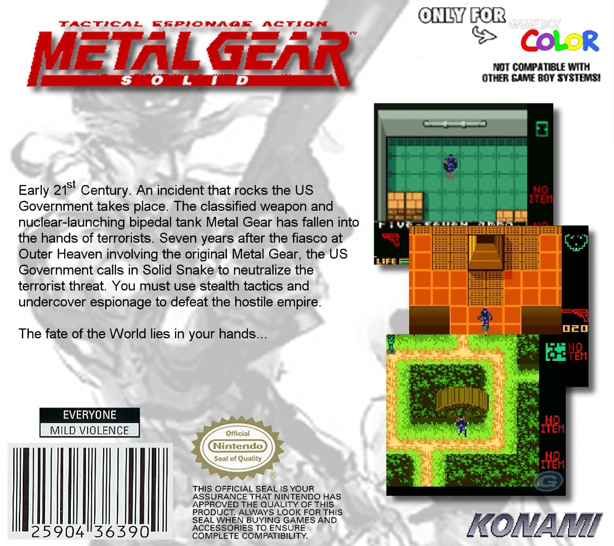 Metal Gear Solid GBC Box Art - Back