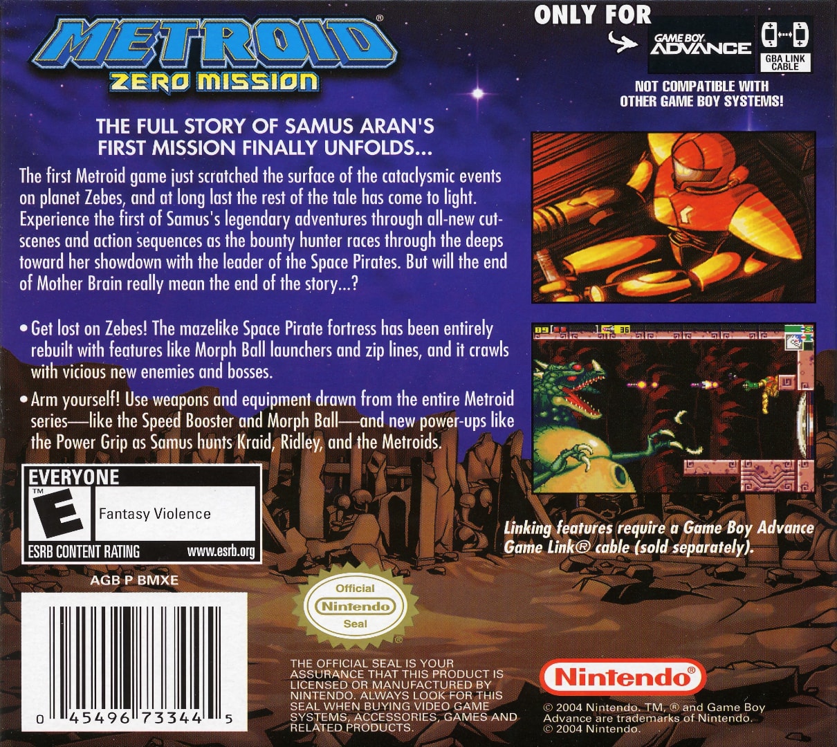 Metroid Zero Mission Box Art - Back