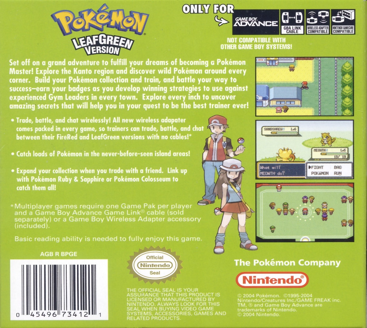 Pokémon LeafGreen Box Art - Back