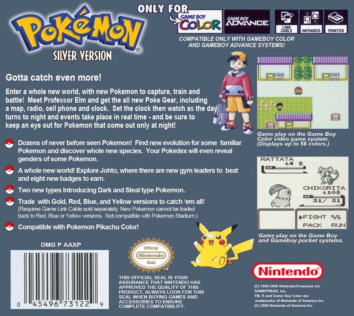 Pokémon Silver Box Art - Back