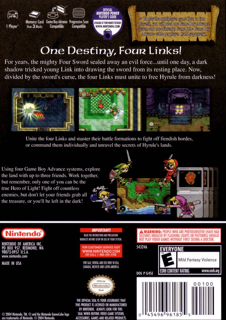 The Legend of Zelda - Four Swords Adventures Box Art - Back