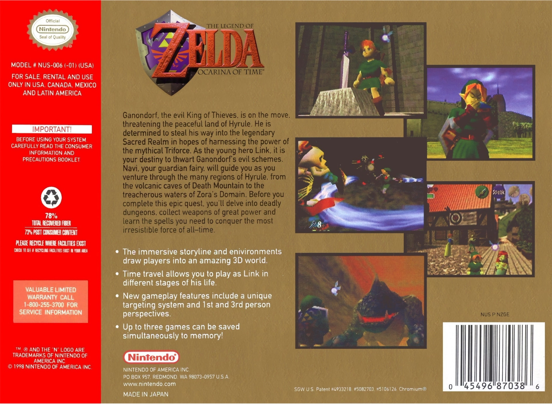 The Legend of Zelda - Ocarina of Time Box Art_Back