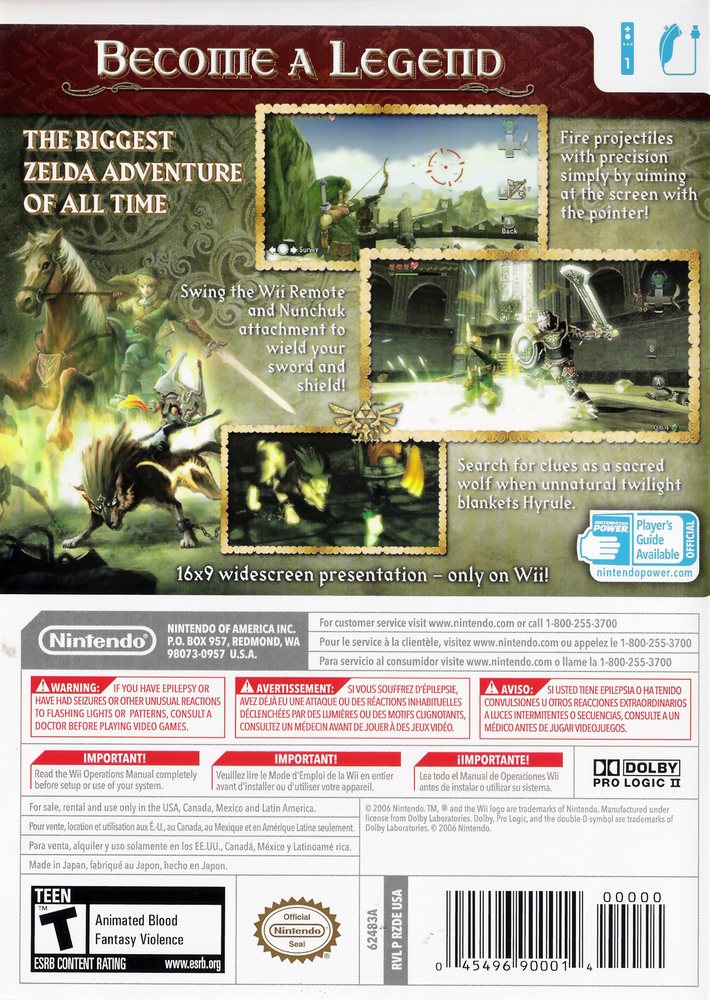 The Legend of Zelda - Twilight Princess (Wii) Box Art - Back