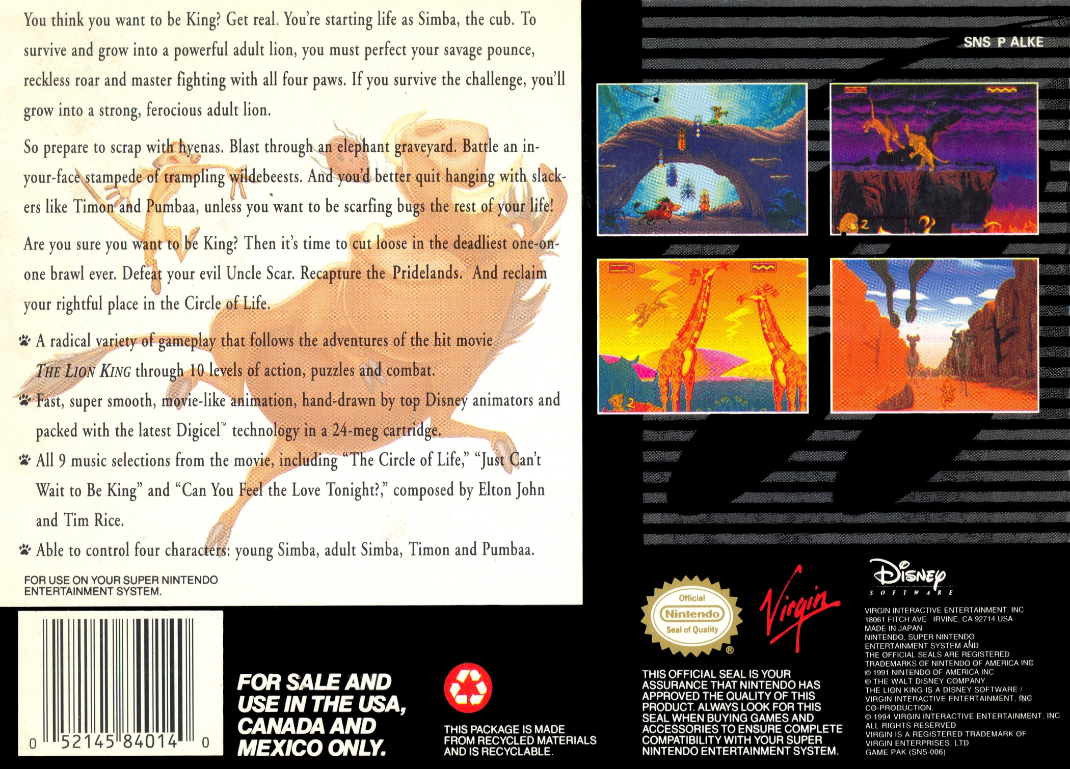 The Lion King Box Art_Back