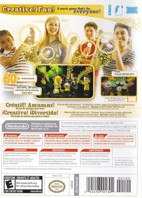 Wii Music Box Art - Back